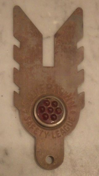 Vintage License Plate Topper Silvertown Safety League,  Reflector Ratrod Glass