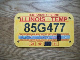 Single Illinois License Plate - 2010 - 85g477 - Temporary Motorcycle