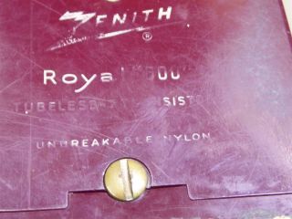 Vintage Red/Burgundy ZENITH ROYAL 500 Tubeless Transistor Radio - Owl Eye Knobs 5