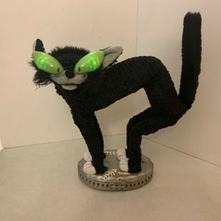 Gemmy Animated Black Cat - Green Eyes Light Up - Sings Moves Alley Halloween
