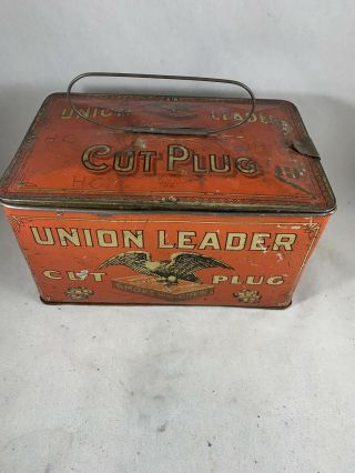 Vintage Union Leader Lunch Box Tobacco Tin