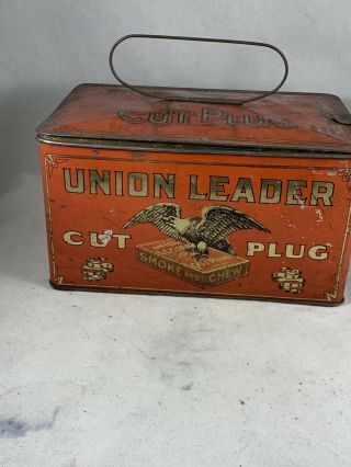 Vintage Union Leader Lunch Box Tobacco Tin 2