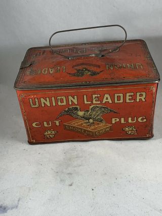 Vintage Union Leader Lunch Box Tobacco Tin 5