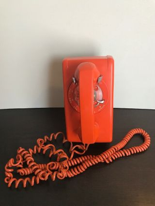 Orange Wall Phone Rotary Dial Vintage Telephone Retro Stromberg Carlson