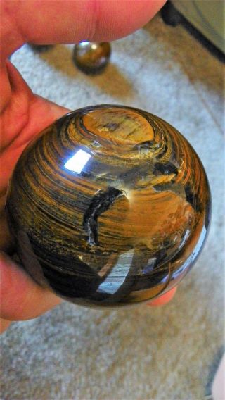 Tiger Iron Sphere,  1 Lb. ,  11.  70 Oz,  Or 785 Grams,  3.  05 " Diamer.  W/stand