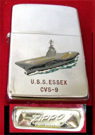 Zippo Cigarette Lighter 1963 Town And Country Uss Essex Cvs - 9