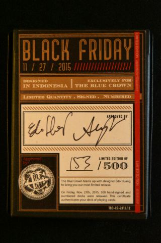 Black Friday Playing Cards From The Blue Crown L.  E.  & Hand Signed 153/500