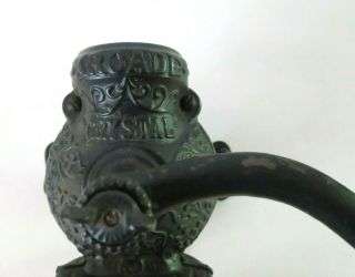 Antique Arcade Crystal Cast Iron Wall - Mount Coffee Grinder Mill No Glass 3