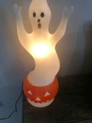 Union Products Lighted Blow Mold Ghost And Pumpkin 1992