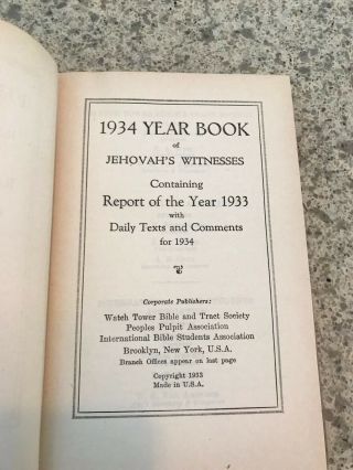 Watchtower 1934 Year Book of Jehovah ' s Witnesses 2