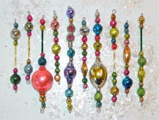 Vintage Easter Mercury Glass Bead Icicle Ornaments Christmas Garland Spring