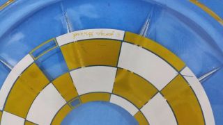 Georges Briard Mid Century Modern Bulls Eye Glass Serving Platter Round Yellow 3