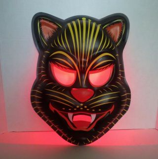 Vintage Halloween Hissing Neon Black Cat Light Display Prop -