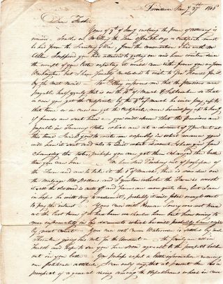 1816,  John Barton,  Letter To Gen.  William Barton,  Prisoner At Danville,  Vermont