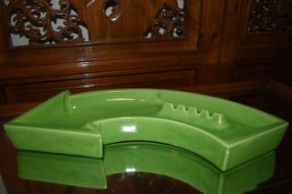 Vintage Mid Century 1960 ' s Green Left Turn Ceramic Ashtray,  Mid Century Modern 2