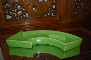 Vintage Mid Century 1960 ' s Green Left Turn Ceramic Ashtray,  Mid Century Modern 3