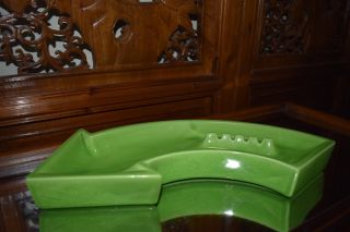 Vintage Mid Century 1960 ' s Green Left Turn Ceramic Ashtray,  Mid Century Modern 5