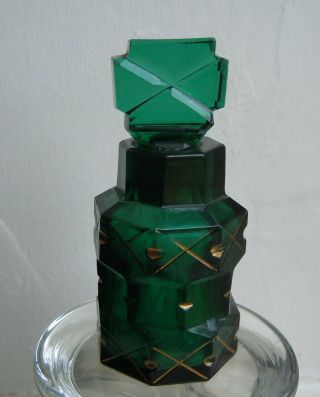 18/19 Century Bristol Green Glass Scent Perfume Smelling Salts Bottle