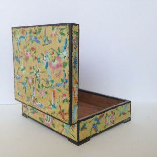Antique Vintage Chinese Asian Cloisonne Enamel Larger Floral Trinket Box 