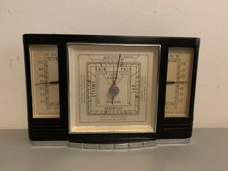 Vintage 1930s Art Deco Bakelite Barometer Thermometer