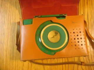 Vintage Sylvania Green Bakelite Radio With Leather Case