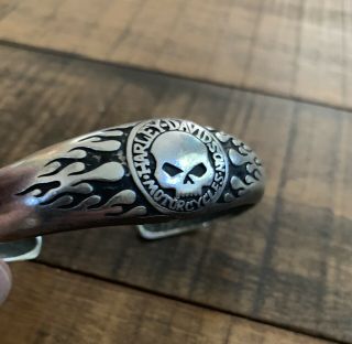 Extremely Rare Harley - Davidson Willie G Skull Mod.  925 Sterling Silver Cuff