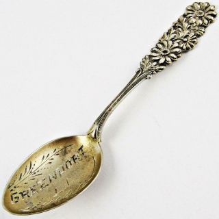 Antique Greenport,  Long Island,  York Floral Demitasse Sterling Silver Spoon