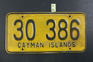 1975,  Vintage Cayman Islands License Plate 30 386 U16