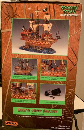 Lemax Halloween Spooky Town Lighted Ghost Galleon Boat Pirate Ship 35781 2003
