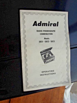 1954 Black Bakelite Admiral Model 5D31 Radio Phonograph Parts / Restore Complete 3