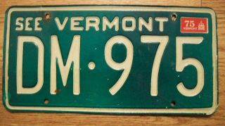 Single Vermont License Plate - 1975 - Dm - 975