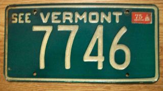 Single Vermont License Plate - 1975 - 7746