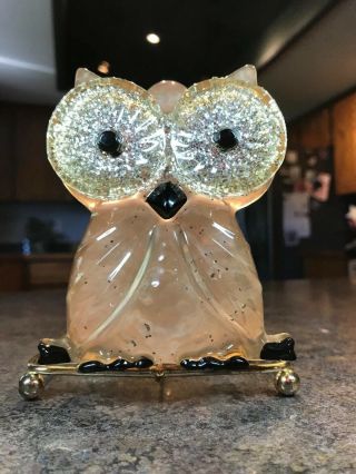 Vintage Lucite Resin Owl Napkin Letter Holder Retro Unique Fun
