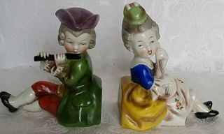 Us Zone Germany Porcelain Victorian Couple W/music Inst.  Bookends Erphila Germany