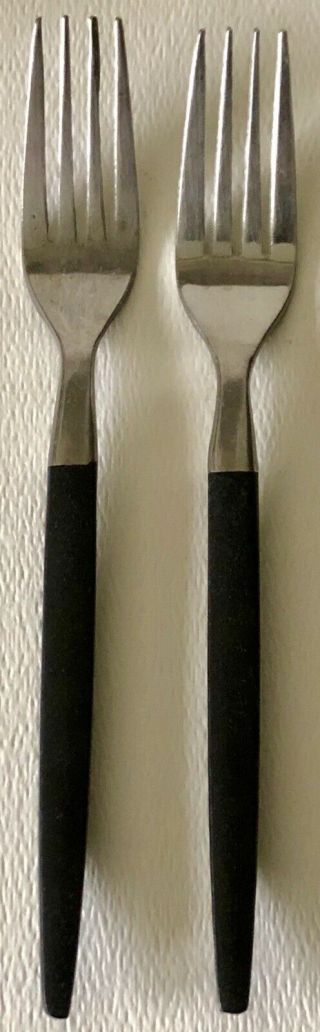 Vintage Midway Airlines Chicago Modern Stainless & Black Silverware Fork X2 Set