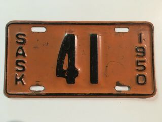 1950 Saskatchewan Motorcycle License Plate Canada Low Number 2 Digit