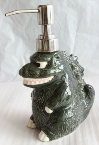Godzilla Ceramic Soap Lotion Dispenser Pump Bottle Japan 1994 Bankrupt Stock