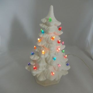 Holland Mold White Ceramic Christmas Tree Lighted 11 Inches 3