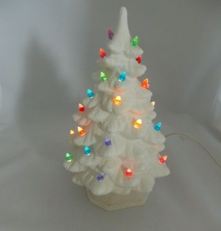 Holland Mold White Ceramic Christmas Tree Lighted 11 Inches 4