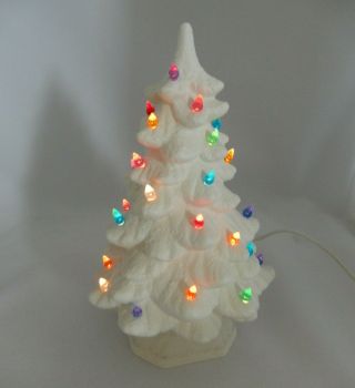 Holland Mold White Ceramic Christmas Tree Lighted 11 Inches 5