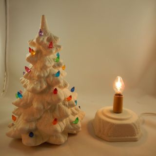 Holland Mold White Ceramic Christmas Tree Lighted 11 Inches 6
