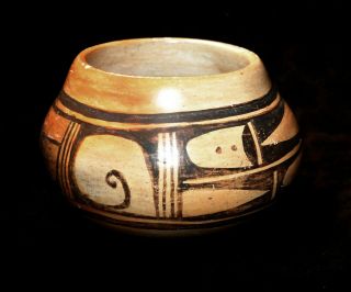 Antique Attractive Hopi Polychrome Pottery Bowl 4 " H X 6 " D