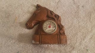 Vintage 4 " Burwood Horse Head Thermometer Usa 1 " Dial