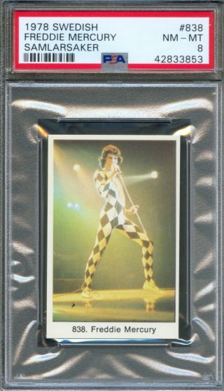 1978 Swedish Trade Card 838 Freddie Mercury Lead Singer Queen Band Psa 8