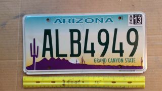 License Plate,  Arizona,  Sunset,  Saguaro,  Grand Canyon,  Repeating 49 S: Alb 4949