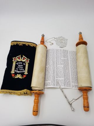 Judaica Big Huge Sefer Torah Scroll Book Hebrew Bible & Yad Pointer 47cm/ 18 "