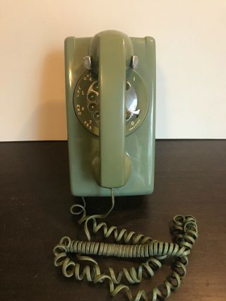 Vintage Model 554 Bmp At&t Rotary Wall Phone Avocado Green Western Electric