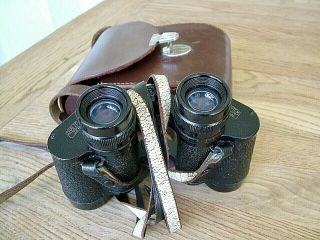 Vintage Binoculars Carl Zeiss Jena 8x30 W Jenoptem Leather Cased Quality