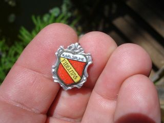 old vintage German City Karlsruhe Fidelitas Germany hat lapel tie pin w/ BORDER 3