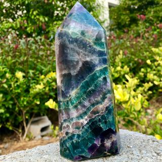 2.  59lb Natural Fluorite Obelisk Quartz Crystal Wand Point Healing Lyq171